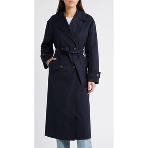 Jones New York Women Navy Wool  Trench Coat With Removable Lining Size 2R